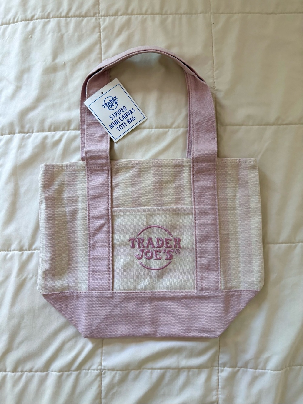 Trader Joe’s Mini Tote Pink Stripe Limited Edition Spring 2026 NWT RARE